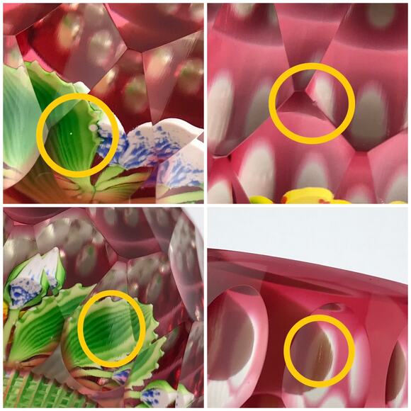 Perthshire 1994G Overlay Bouquet Lampwork Flower Geometric Faceting Paperweight - Picture 16 of 16